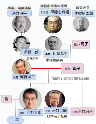 河野太郎　洋平　家系図